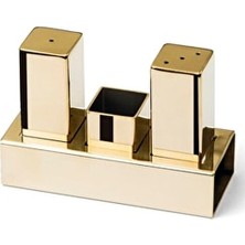 Groovy 1 Adet Altın Üçlü Kare Tuzluk Takımı Çelik Malzeme ile Şık Tasarım ve Mutfak Dekoruna Uygun