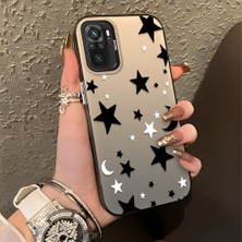 HONTINGA Xiaomi Redmi Note 10S ile Uyumlu Kılıfı Silikon Kenar Sert Arka Düşüme Önleyici Basitlik Anti Düşme Kamera Korumali Yıldız ve Ay Desen Telefon Kılıfı Kadın ve Erkek Için Uygundur K1-0458