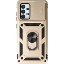 Magicool Samsung Galaxy A72 Kılıf Pars Lens Yüzüklü Silikon - Gold