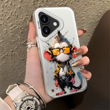 HONTINGA iPhone 16 ile Uyumlu Kılıfı Silikon Kenar Sert Arka Düşüme Önleyici Basitlik Anti Düşme Kamera Korumali Çizgi Roman Desen Telefon Kılıfı Kadın ve Erkek Için Uygundur K1-0518