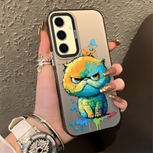 HONTINGA Samsung Galaxy S24 Fe ile Uyumlu Kılıfı Silikon Kenar Sert Arka Düşüme Önleyici Basitlik Anti Düşme Kamera Korumali Çizgi Roman Desen Telefon Kılıfı Kadın ve Erkek Için Uygundur K1-0518