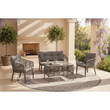 Tu Tienda Abant Alüminyum Ip Örgü 2 1 1 Bahçe Balkon Takımı,gri Ip Örgü/gri Kumaş