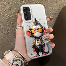 HONTINGA Samsung Galaxy A14 5g ile Uyumlu Kılıfı Silikon Kenar Sert Arka Düşüme Önleyici Basitlik Anti Düşme Kamera Korumali Çizgi Roman Desen Telefon Kılıfı Kadın ve Erkek Için Uygundur K1-0518