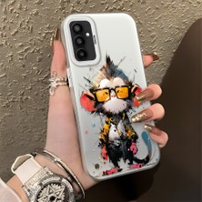 HONTINGA Samsung Galaxy M23 ile Uyumlu Kılıfı Silikon Kenar Sert Arka Düşüme Önleyici Basitlik Anti Düşme Kamera Korumali Çizgi Roman Desen Telefon Kılıfı Kadın ve Erkek Için Uygundur K1-0518