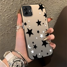 HONTINGA Samsung Galaxy A04E ile Uyumlu Kılıfı Silikon Kenar Sert Arka Düşüme Önleyici Basitlik Anti Düşme Kamera Korumali Yıldız ve Ay Desen Telefon Kılıfı Kadın ve Erkek Için Uygundur K1-0458