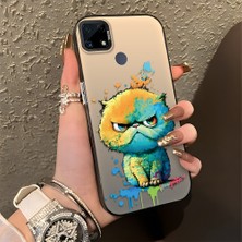 HONTINGA Realme C15 ile Uyumlu Kılıfı Silikon Kenar Sert Arka Düşüme Önleyici Basitlik Anti Düşme Kamera Korumali Çizgi Roman Desen Telefon Kılıfı Kadın ve Erkek Için Uygundur K1-0518