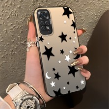 HONTINGA Xiaomi Redmi Note 11 ile Uyumlu Kılıfı Silikon Kenar Sert Arka Düşüme Önleyici Basitlik Anti Düşme Kamera Korumali Yıldız ve Ay Desen Telefon Kılıfı Kadın ve Erkek Için Uygundur K1-0458