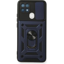 Magicool Oppo A15 Kılıf Pars Lens Yüzüklü Silikon - Lacivert