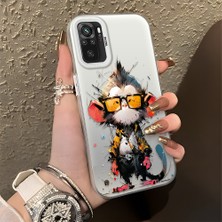 HONTINGA Xiaomi Redmi Note 10S ile Uyumlu Kılıfı Silikon Kenar Sert Arka Düşüme Önleyici Basitlik Anti Düşme Kamera Korumali Çizgi Roman Desen Telefon Kılıfı Kadın ve Erkek Için Uygundur K1-0518