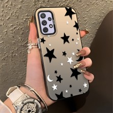 HONTINGA Samsung Galaxy A72 ile Uyumlu Kılıfı Silikon Kenar Sert Arka Düşüme Önleyici Basitlik Anti Düşme Kamera Korumali Yıldız ve Ay Desen Telefon Kılıfı Kadın ve Erkek Için Uygundur K1-0458
