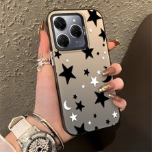 HONTINGA Tecno Spark 20 Pro 5g ile Uyumlu Kılıfı Silikon Kenar Sert Arka Düşüme Önleyici Basitlik Anti Düşme Kamera Korumali Yıldız ve Ay Desen Telefon Kılıfı Kadın ve Erkek Için Uygundur K1-0458