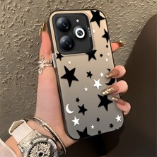 HONTINGA Infinix Smart 8 ile Uyumlu Kılıfı Silikon Kenar Sert Arka Düşüme Önleyici Basitlik Anti Düşme Kamera Korumali Yıldız ve Ay Desen Telefon Kılıfı Kadın ve Erkek Için Uygundur K1-0458
