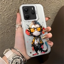 HONTINGA Xiaomi Redmi Note 14 ile Uyumlu Kılıfı Silikon Kenar Sert Arka Düşüme Önleyici Basitlik Anti Düşme Kamera Korumali Çizgi Roman Desen Telefon Kılıfı Kadın ve Erkek Için Uygundur K1-0518