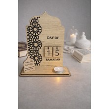 Rosfloa Işıklı Ahşap Ramazan Ayı Takvimi – Gün Sayacı Masa Üstü Dekor Hediyelik (20*18 Cm)
