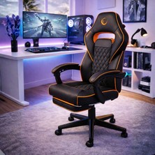 Rampage Lumos Terletmez Kumaş Ayak Destekli Siyah/Turuncu Oyuncu Koltuğu - KL-R12