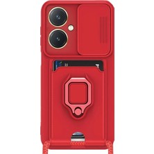 Magicool Vivo Y27 Kılıf Zuma Kartvizitli Yüzüklü Silikon - Kırmızı