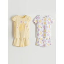 Lc Waikiki Yeni Sezon Çiçekli Kız Bebek Tişört ve Şort 2 Takım