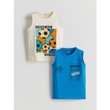 Lc Waikiki Yeni Sezon Bisiklet Yaka Baskılı Erkek Çocuk Atlet 2’li