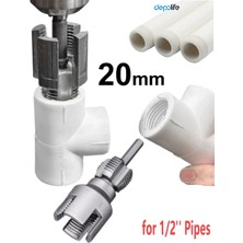 Depolife Pprc Pvc Boru Diş Açma Aparatı Tamir Onarım Montaj Için 1/2" Matkap Adaptörlü Tesisatcı Rayba Klavuz 20mm
