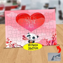 Asilmeydan Love Is In The Aır Yazılı Kalp 9 Parça Puzzle Yapboz Tablo-1149