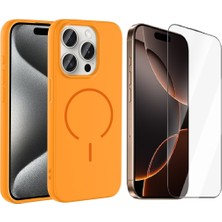 Vendas Apple iPhone 15 Pro Max Kılıf M-Safe Şarj Özellikli Zore Meta Kapak + Cam Ekran Koruyucu