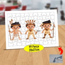 Asilmeydan Kızılderili Mutlu Minik Çocuklar 99 Parça Puzzle Yapboz Tablo-043