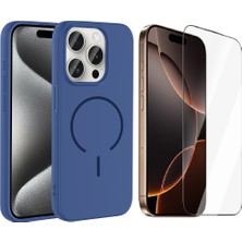 Vendas Apple iPhone 15 Pro Max Kılıf M-Safe Şarj Özellikli Zore Meta Kapak + Cam Ekran Koruyucu