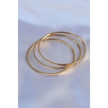 Pileli Store Pilelistore 316L Çelik Gold Renk  Ajda Model Kadın 60 mm Bilezik - TJ-BB5360