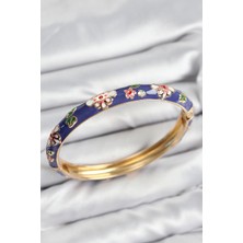 Pileli Store Pilelistore Mineli Pirinç Mor Çiçek Motifli Gold Kadın Kelepçe - TJ-BB7620