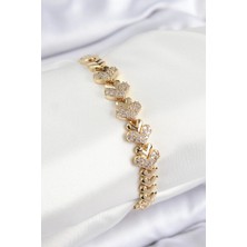 Pileli Store Pilelistore Pirinç Zirkon Taşlı Kalp Model Gold Renk Kadın Bileklik - TJ-BB7562