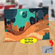 Asilmeydan Kızıl Toprak Üstünde Ağaçlar 99 Parça Puzzle Yapboz Tablo-56d