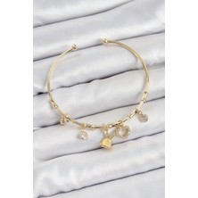 Pileli Store Pilelistore Pirinç Zirkon Taşlı Tavşan ve Kalp Model Gold Renk Charm Bileklik - TJ-BB7357