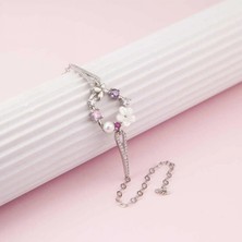 Pileli Store Pilelistore Gümüş Kalp Manolya Çiçeği Kelebek Kadın Bileklik