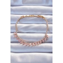 Pileli Store Pilelistore Pirinç Vip Seri Altın Renk Pembe Zirkon Taşlı Bileklik - TJ-BB6325