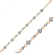 Pileli Store Pilelistore 925 Ayar Gümüş Rose Kalpler Bileklik