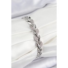 Pileli Store Pilelistore Pirinç Zirkon Taşlı Balık Kuyruğu Model Gümüş Renk Kadın Bileklik - TJ-BB7530