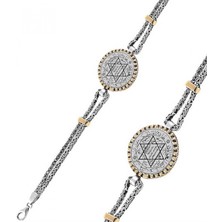 Pileli Store Pilelistore 925 Ayar Gümüş Süleyman Mührü Erkek Bileklik