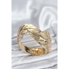 Pileli Store Pilelistore Pirinç Gold Renk Yaprak Model Kadın Bileklik - TJ-BB8060