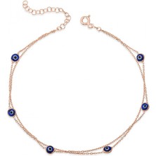 Pileli Store Pilelistore Gümüş Rose Çift Zincirli Nazar Kadın Bileklik