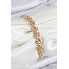 Pileli Store Pilelistore Pirinç Zirkon Taşlı Sıralı Ok Model Gold Renk Kadın Bileklik - TJ-BB7525