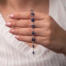 Pileli Store Pilelistore Gümüş Yuvarlak Nazar Kadın Bileklik