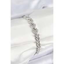 Pileli Store Pilelistore Pirinç Zirkon Taşlı Sıralı Ok Model Gümüş Renk Kadın Bileklik - TJ-BB7526