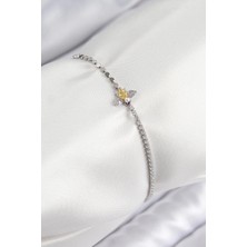 Pileli Store Pilelistore Pirinç Zirkon Taşlı Arı Model Ezme Zincir Gümüş Renk Kadın Bileklik - TJ-BB7596