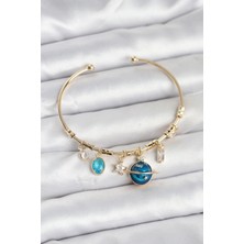 Pileli Store Pilelistore Gezegen Charmlı Gold Renk Pirinç Kadın Bileklik - TJ-BB8047