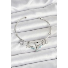 Pileli Store Pilelistore Anka Kuşu Charmlı Gümüş Renk Pirinç Kadın Bileklik - TJ-BB8040