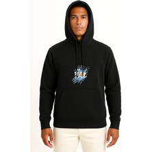 Bahriyeli Collection Kapüşonlu Arjantin Aslan ve Güneş Göğüs Baskılı Unisex Sweatshirt