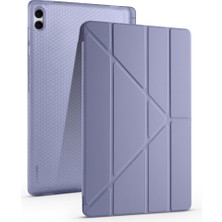 Marsilyan Galaxy Tab S11 Ultra Kılıf Zore Tri Folding Kalem Bölmeli Standlı Kılıf - Mor