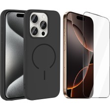 Vendas Apple iPhone 15 Pro Kılıf M-Safe Şarj Özellikli Zore Meta Kapak + Cam Ekran Koruyucu