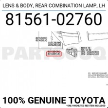 Tyc Toyota Corolla Arka Stop Soketlı Sol 2013- (Oem No:  8156102760)