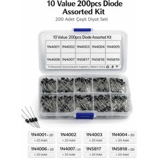 Hatfon 10 Çeşit 200 Adet 1N4001-4002-4003-4004-4005-4006-4007-5817-4818-5819  Diyot Set (X146)
